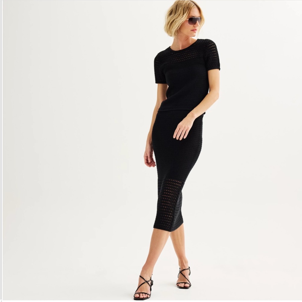 Nine West Black Knit Midi Skirt